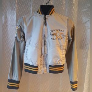 Vintage Converse One Star Yellow  Grey Varsity Jacket Sz XS